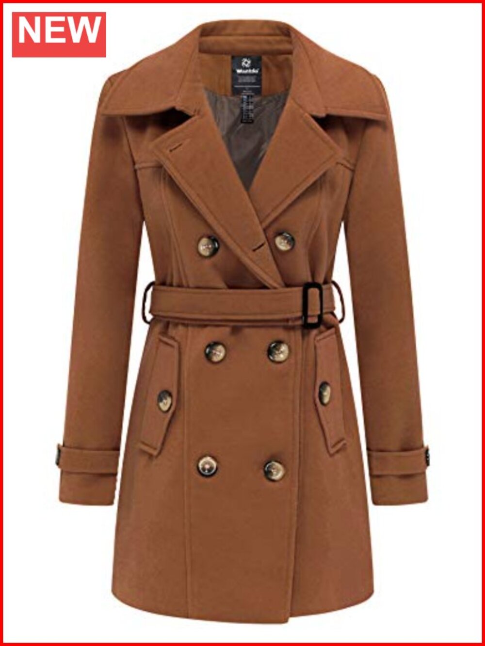 Women's Double Breasted Pea Coat Winter Mid-Long Trench Coat
